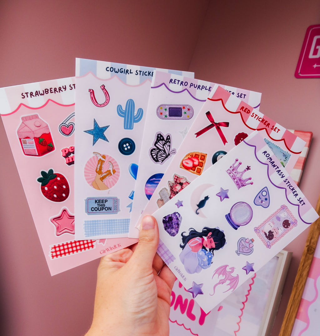 Red Vintage Sticker Set