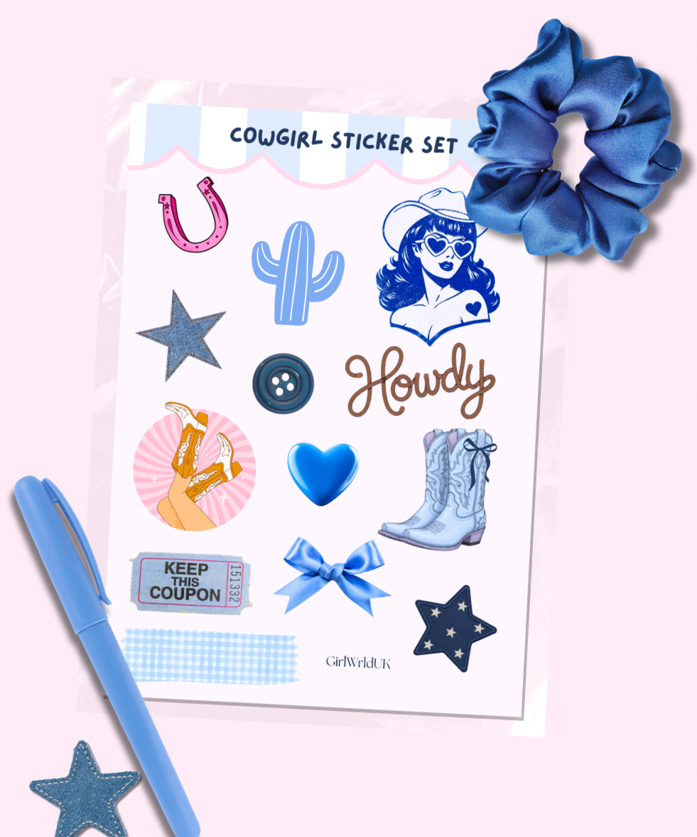 Blue Cowgirl Sticker Set