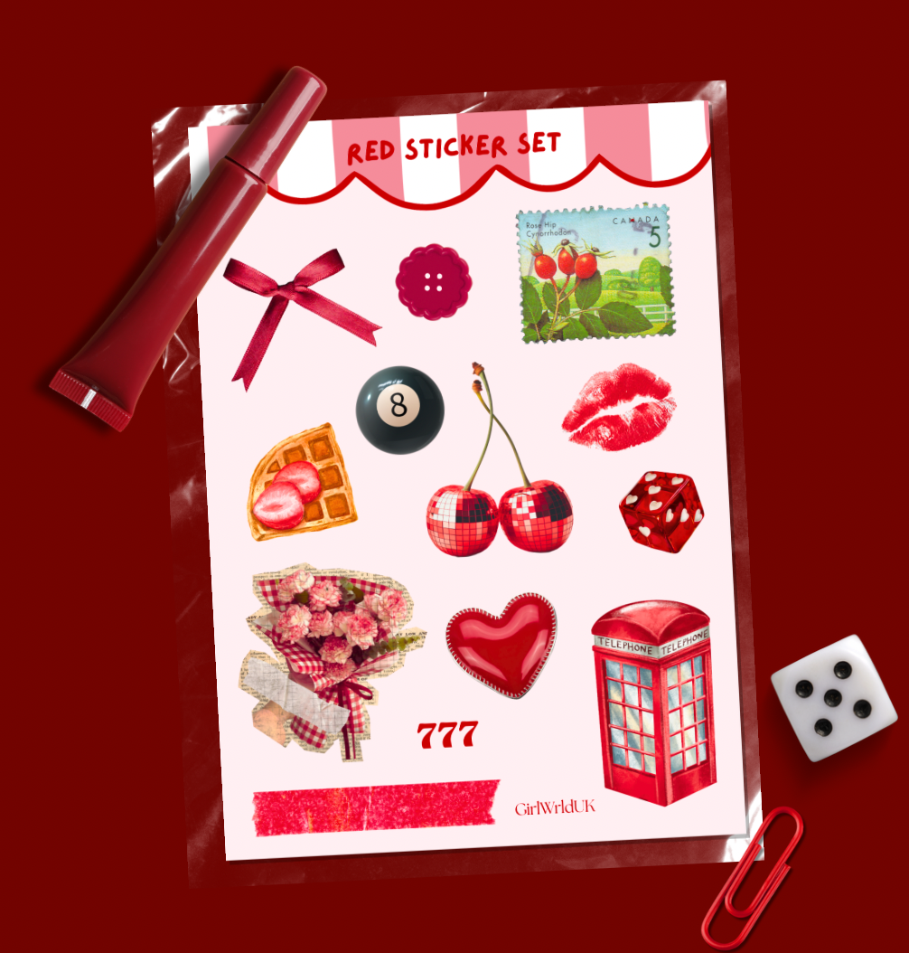Red Vintage Sticker Set