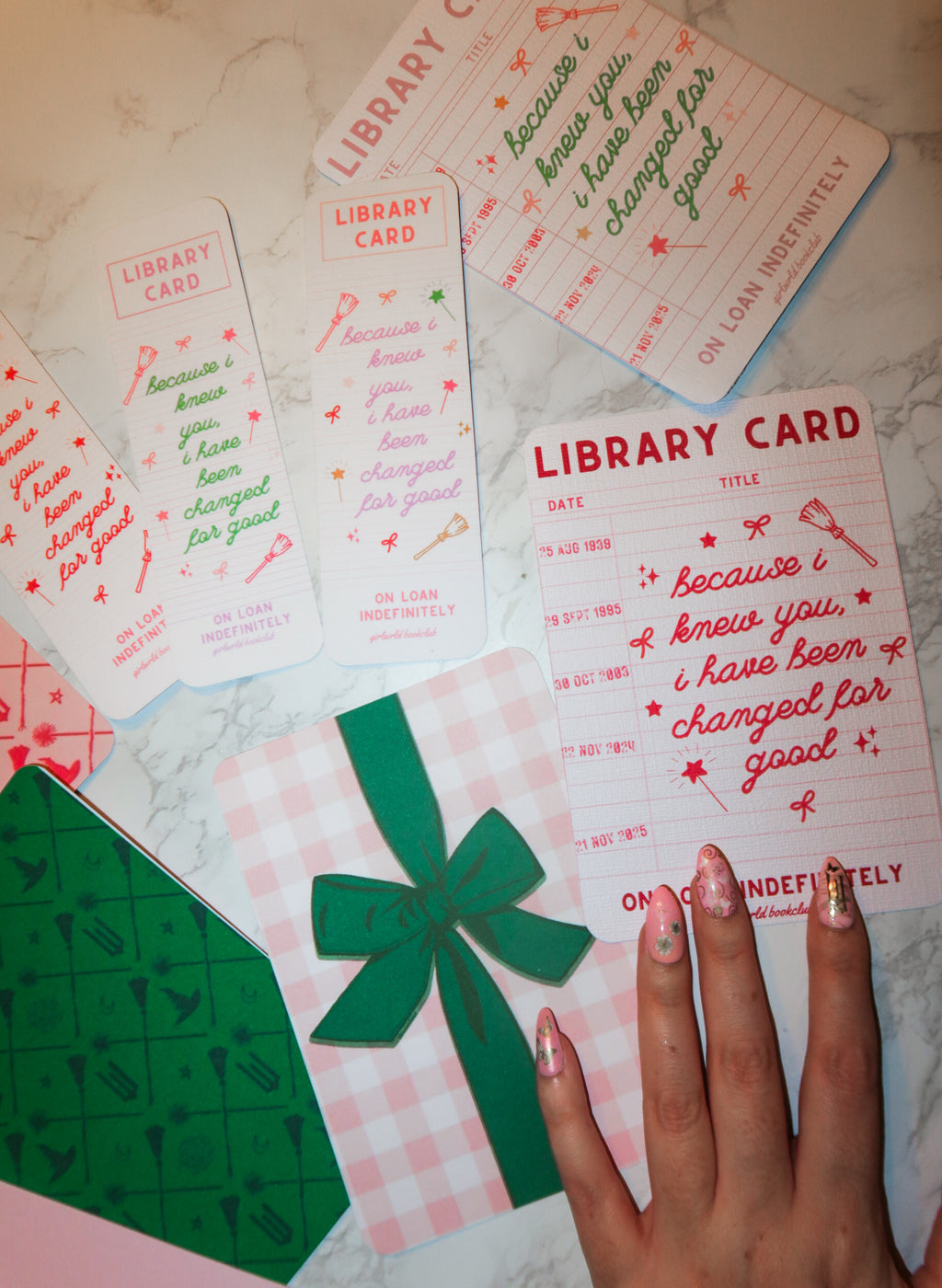 Green and pink bow kindle insert