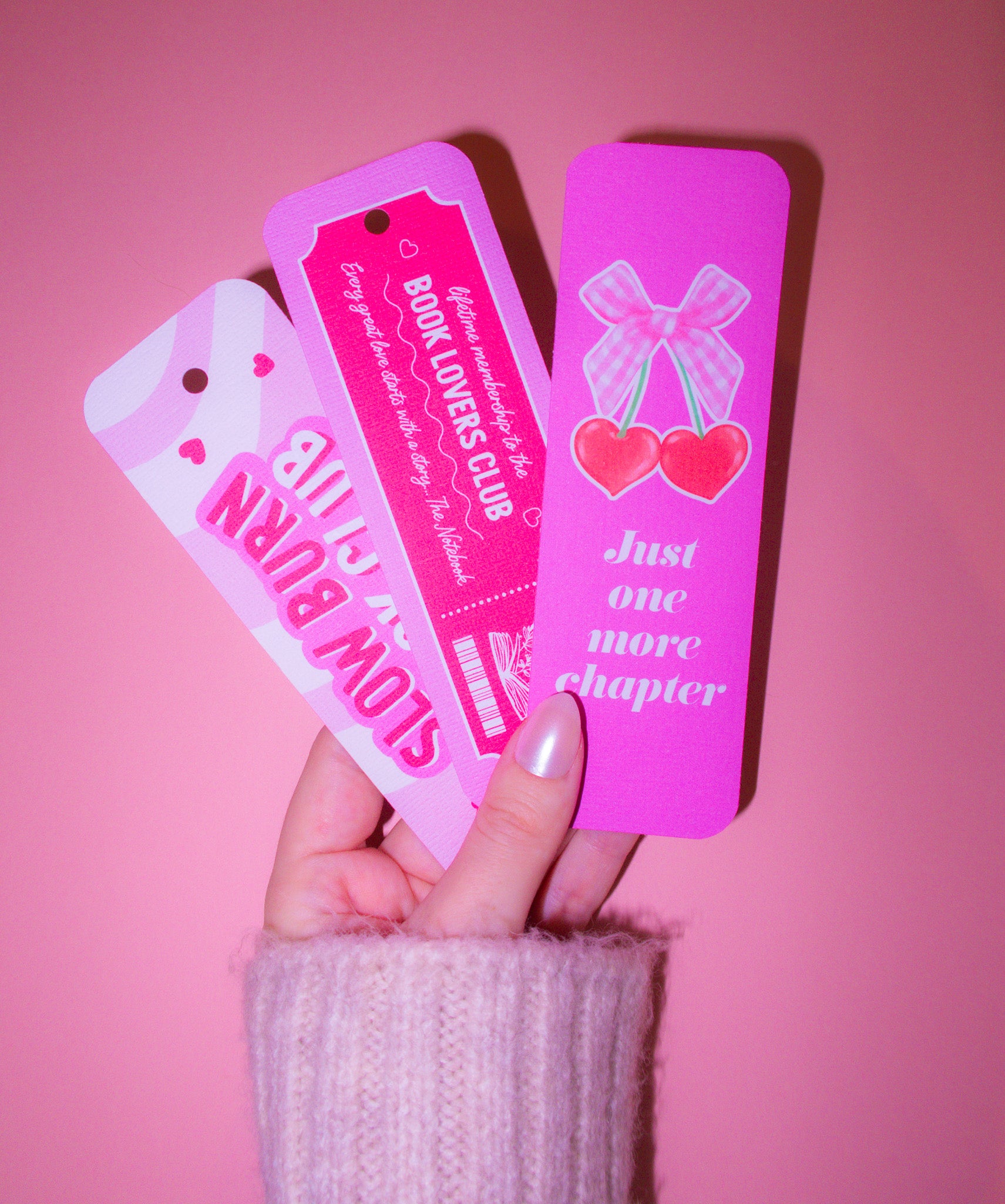Set of 3 Pink Premium Bookmarks