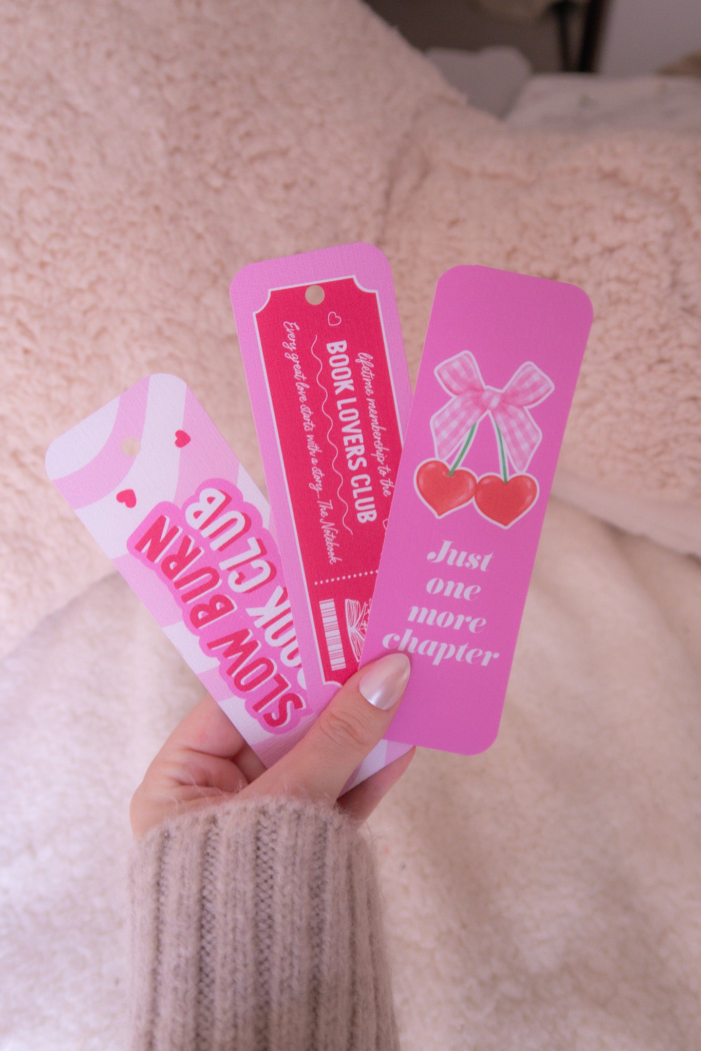 Set of 3 Pink Premium Bookmarks
