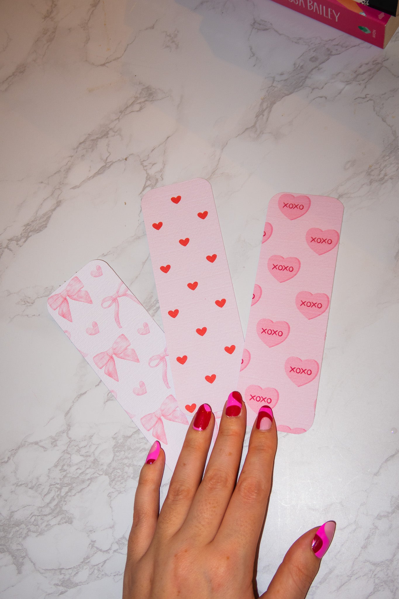 Set of 3 Pink Premium Bookmarks