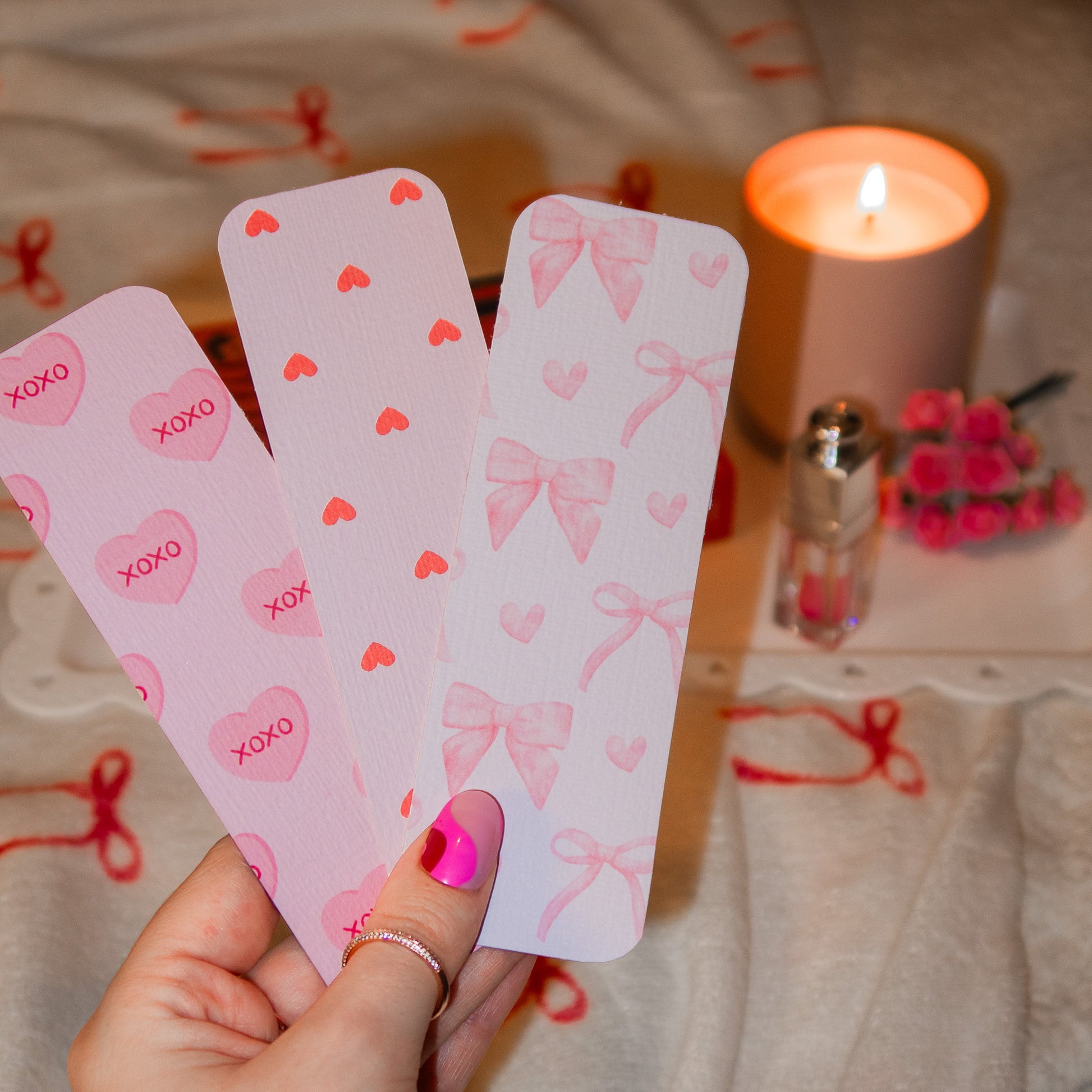 Set of 3 Pink Premium Bookmarks