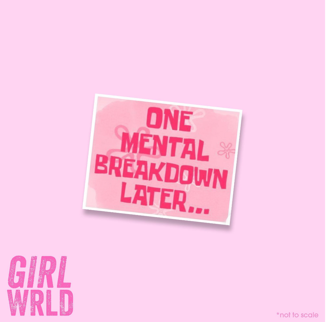 Funny SpongeBob Mental Breakdown Sticker, E-Reader decal, Waterproof, iPad stickers, Kindle Sticker, Girl Accessory, Gift