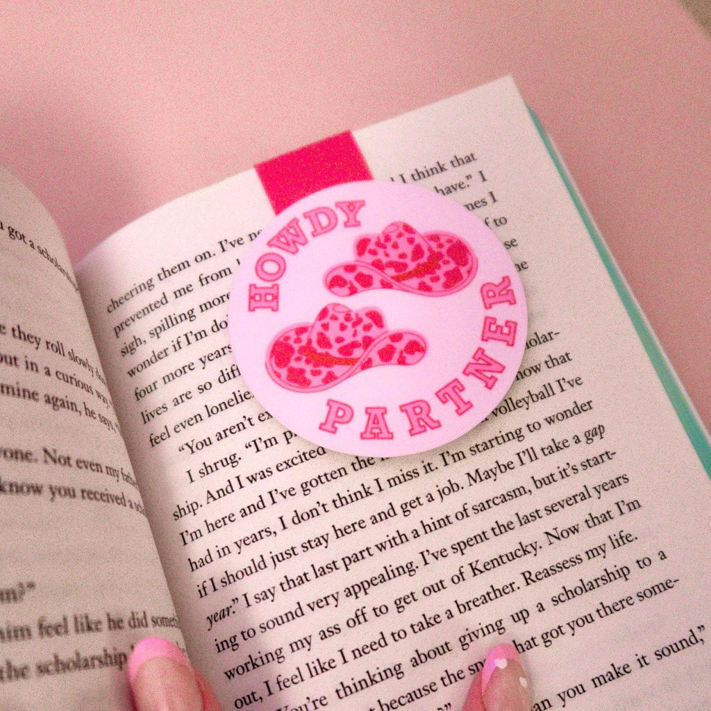 Cowboy Howdy Pink Magnetic Bookmark