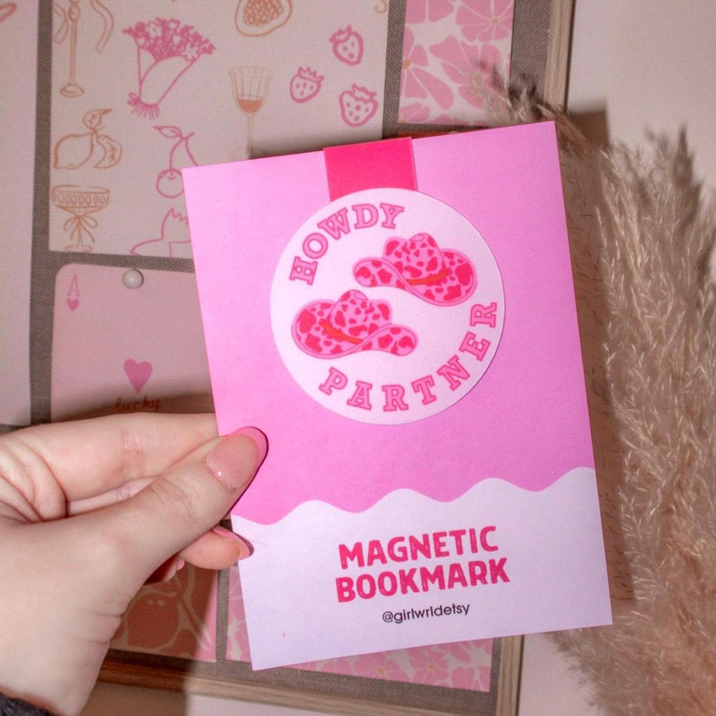 Cowboy Howdy Pink Magnetic Bookmark