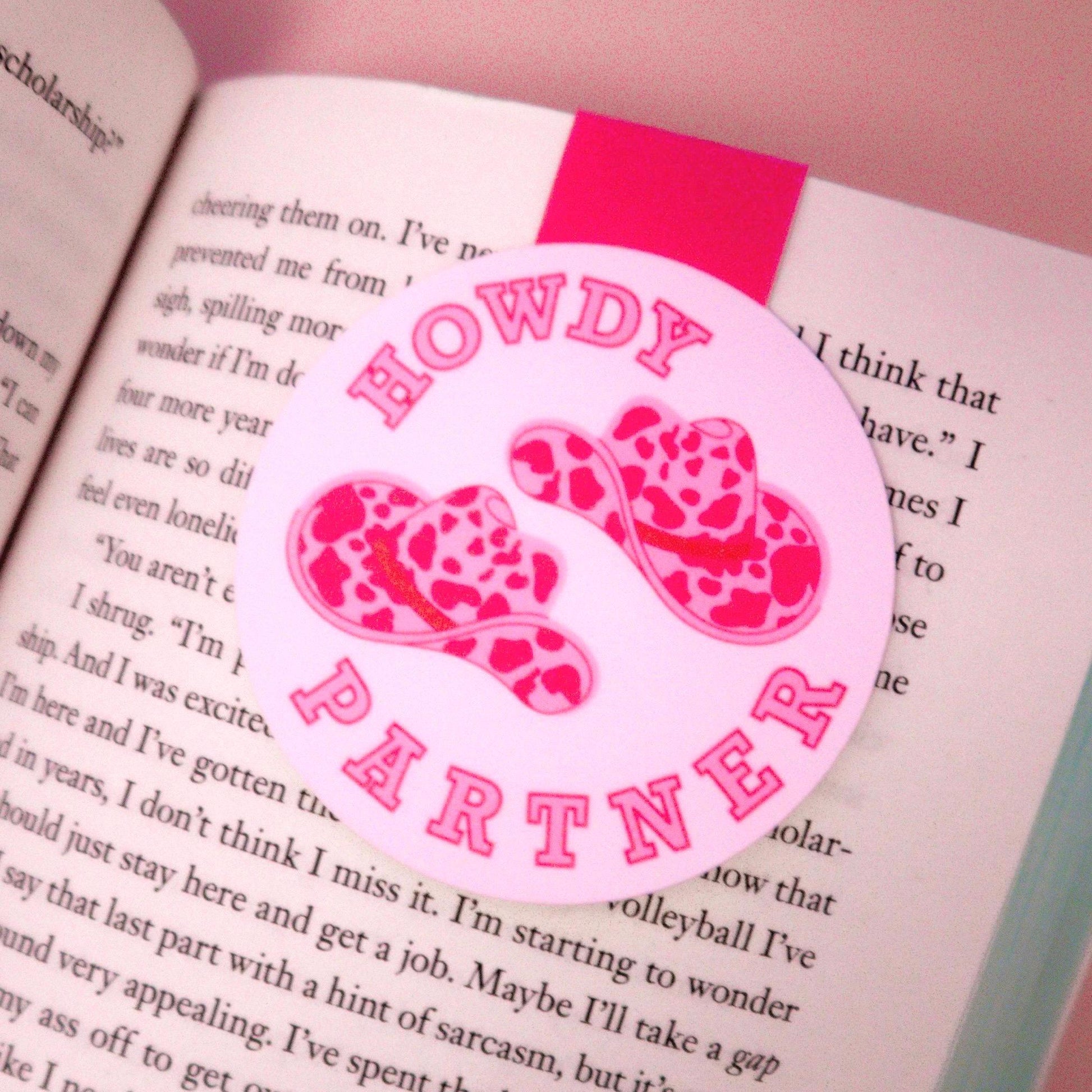 Cowboy Howdy Pink Magnetic Bookmark