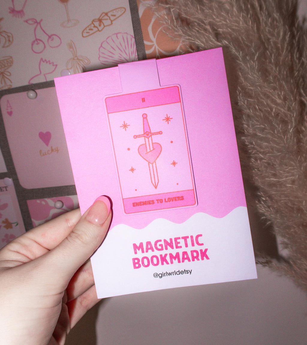 Enemies to Lovers Pink Magnetic Bookmark
