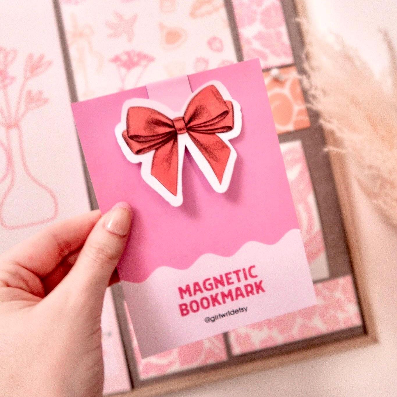 Coquette Bow Red, Purple, Pink Magnetic Bookmark