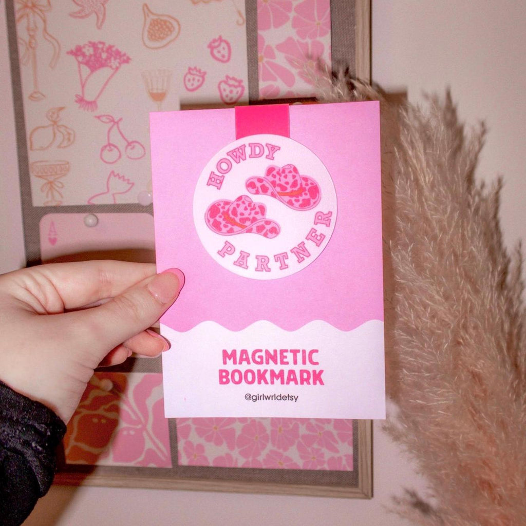 Cowboy Howdy Pink Magnetic Bookmark