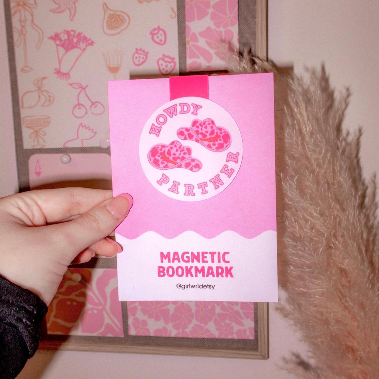 Cowboy Howdy Pink Magnetic Bookmark