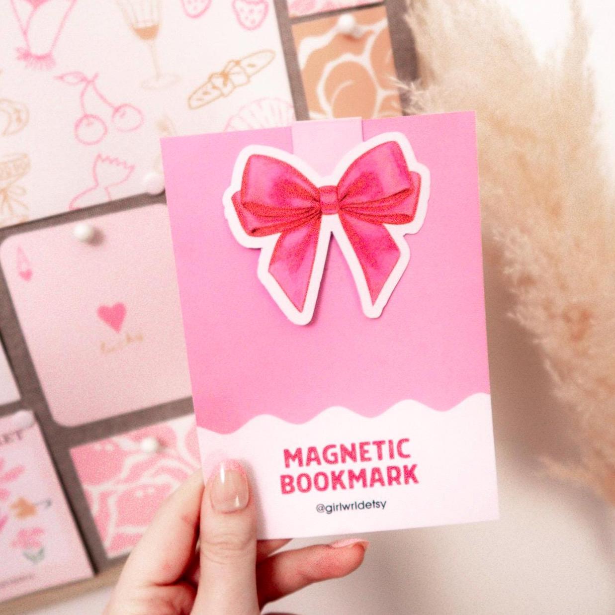Coquette Bow Red, Purple, Pink Magnetic Bookmark