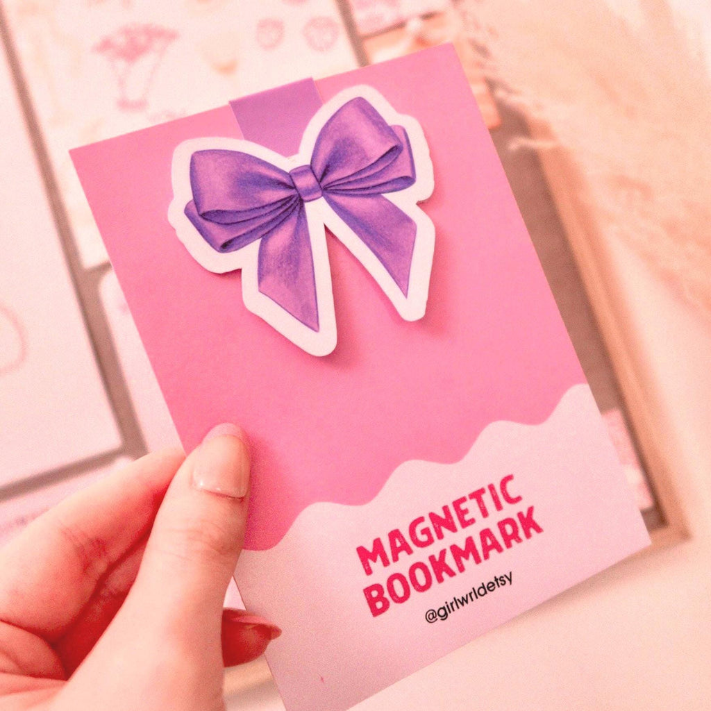 Coquette Bow Red, Purple, Pink Magnetic Bookmark