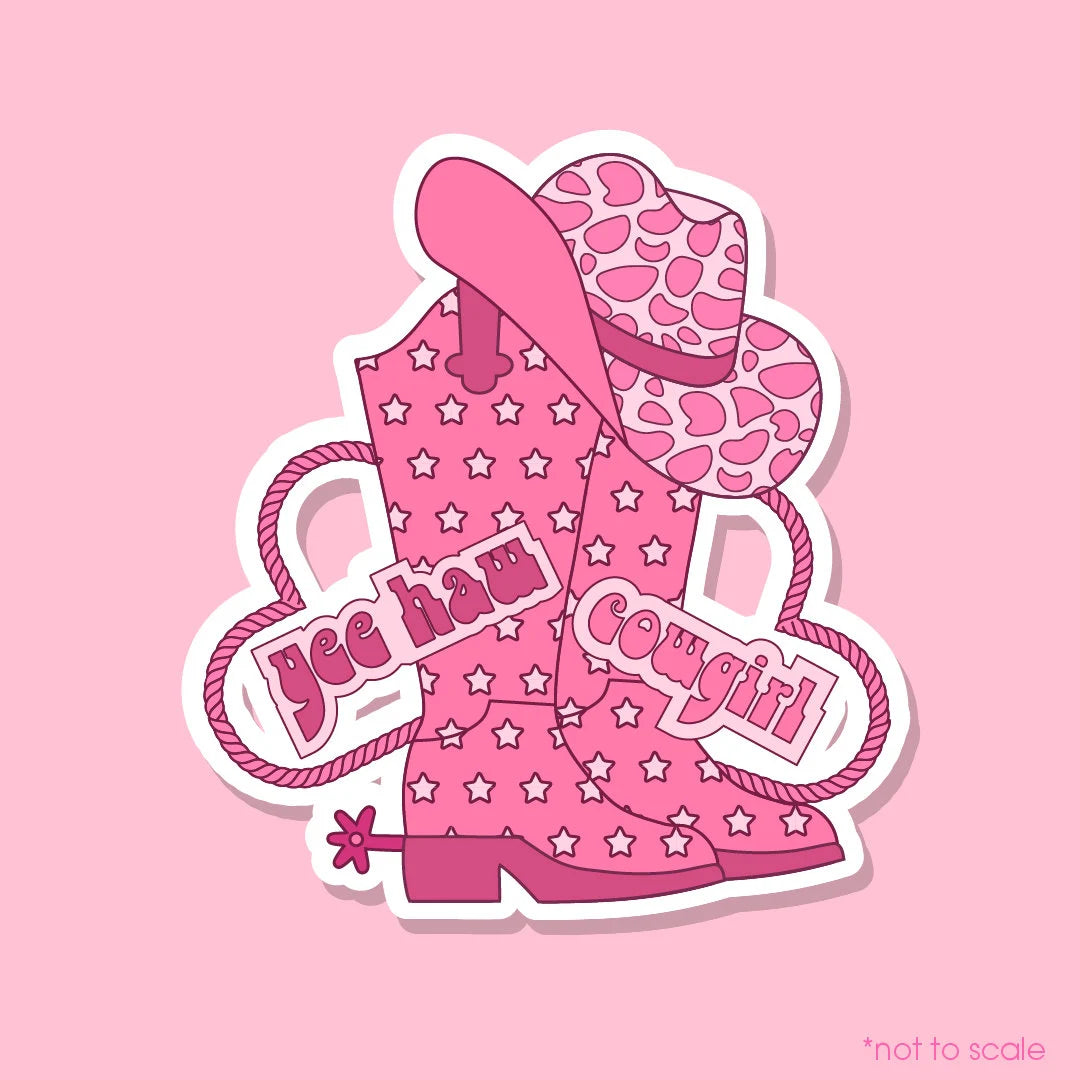 COWBOY BOOTS sticker// Kindle, E-Reader sticker, Laptop Sticker,Girly decal, Waterproof, iPad stickers, Sticker Set, Pink, YEEHAW