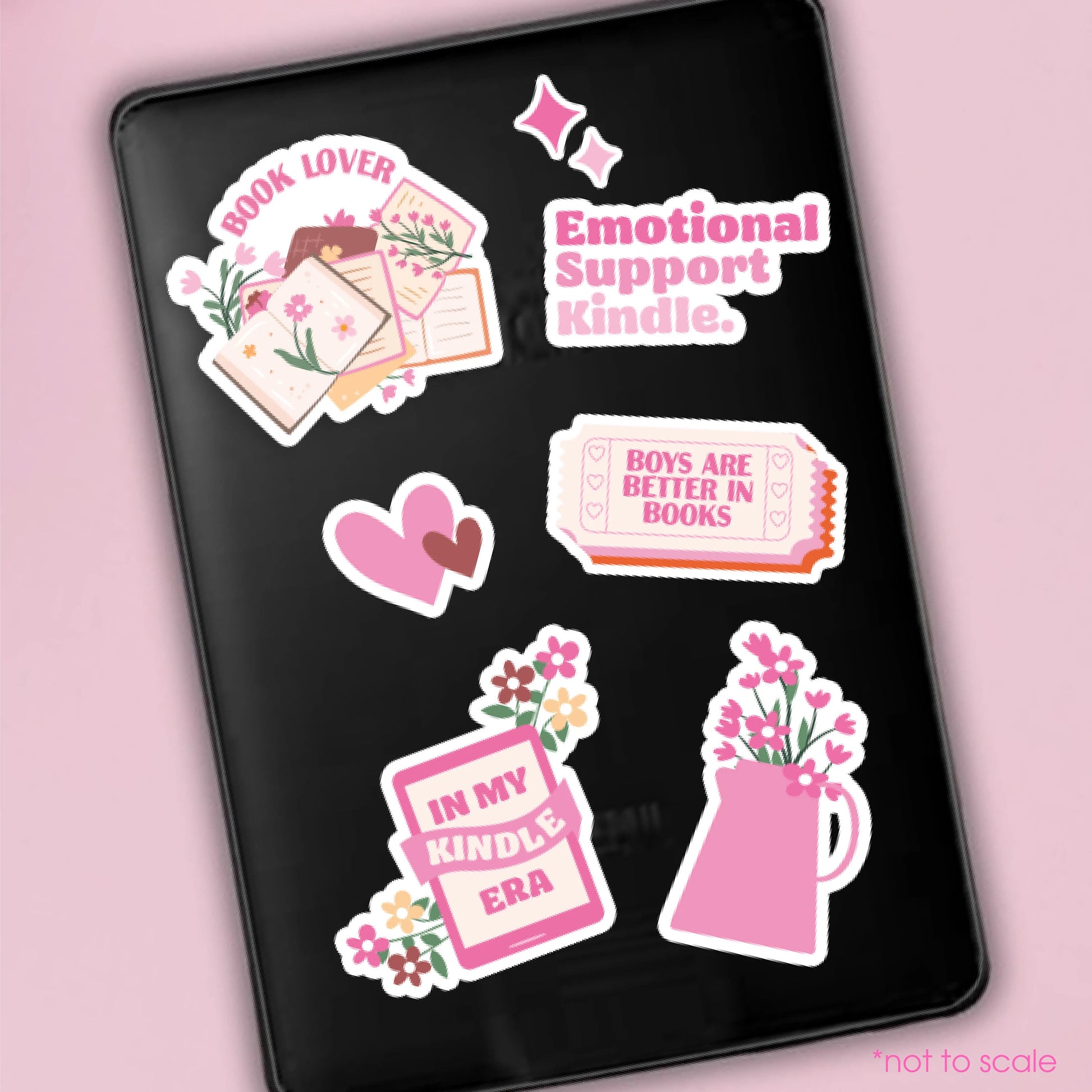 Girly Pink Emotional Support Kindle Sticker// BookTok, E-Reader sticker, Laptop Sticker, Girly decal, Waterproof, iPad stickers