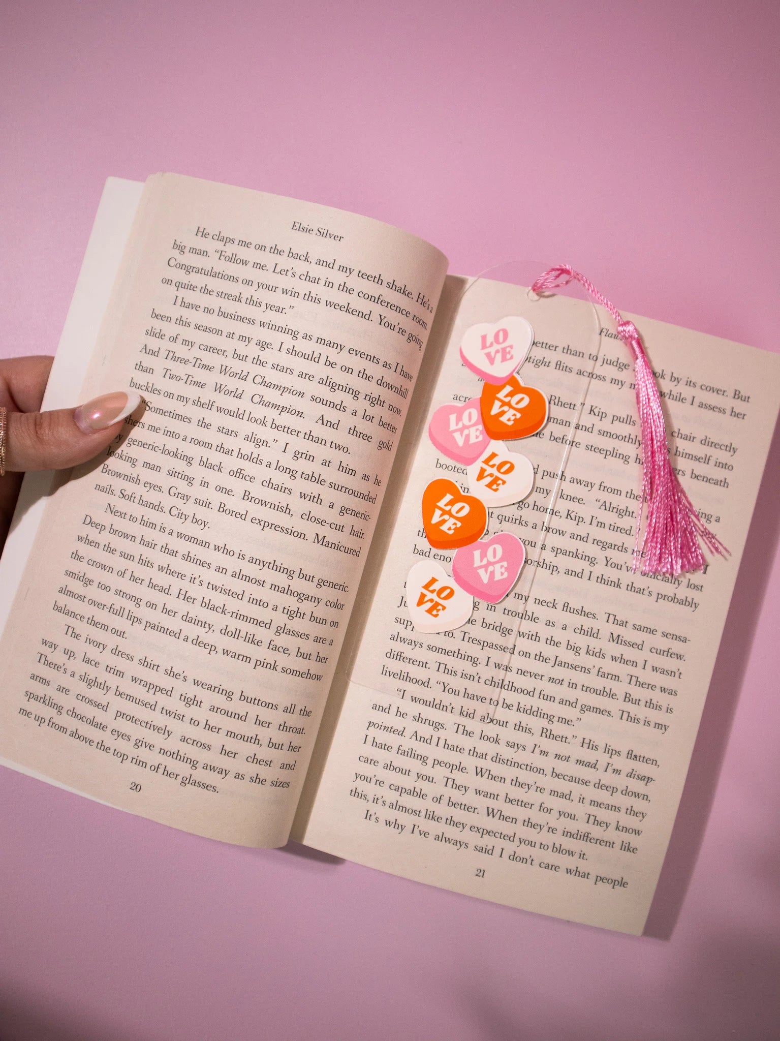 Love Heart Acrylic Bookmark with Tassel