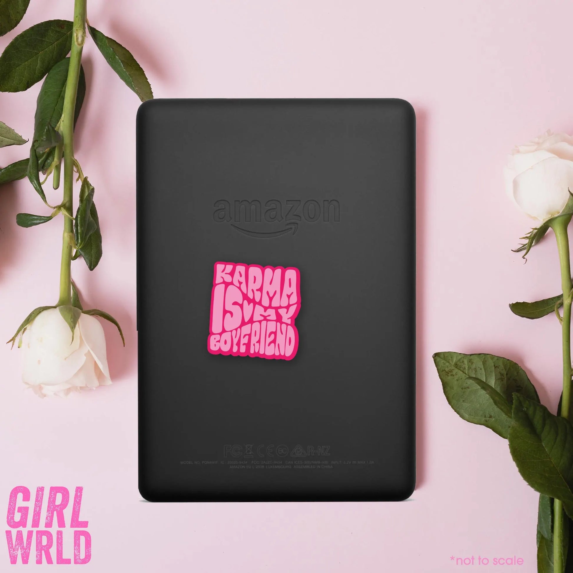 Karma is my boyfriend Sticker // Kindle, E-Reader sticker, Laptop Sticker,Girly decal, Waterproof, iPad stickers