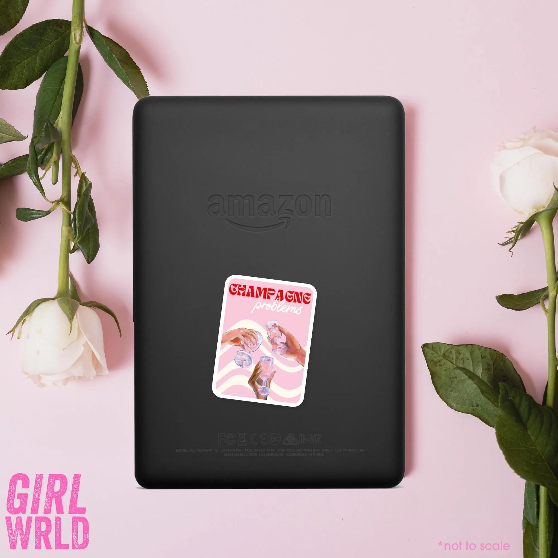 Champagne Problems Sticker // Kindle, E-Reader sticker, Laptop Sticker,Girly decal, Waterproof, iPad stickers