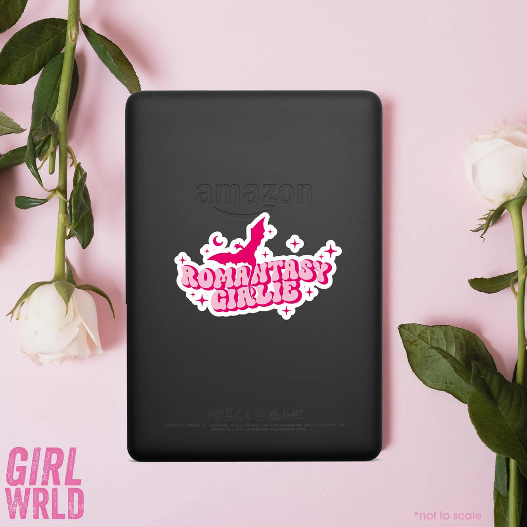 Romantasy Unique Pink Sticker, Girly decal, Waterproof, iPad stickers, Kindle Sticker, Girl Accessory, Gift