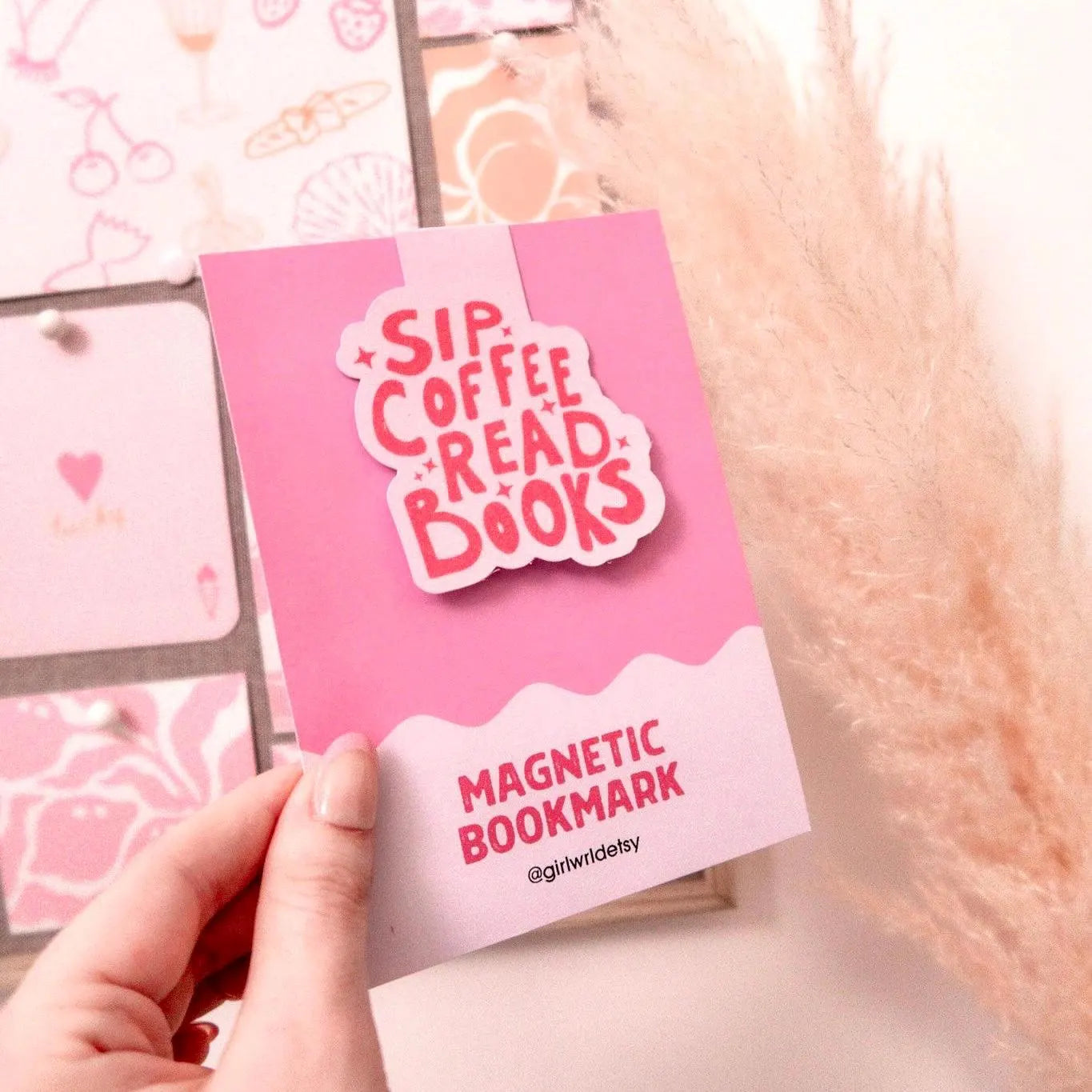 Sip Coffee, Read Books Magnetic Bookmark