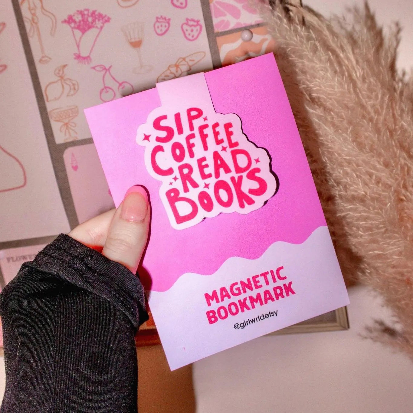 Sip Coffee, Read Books Magnetic Bookmark