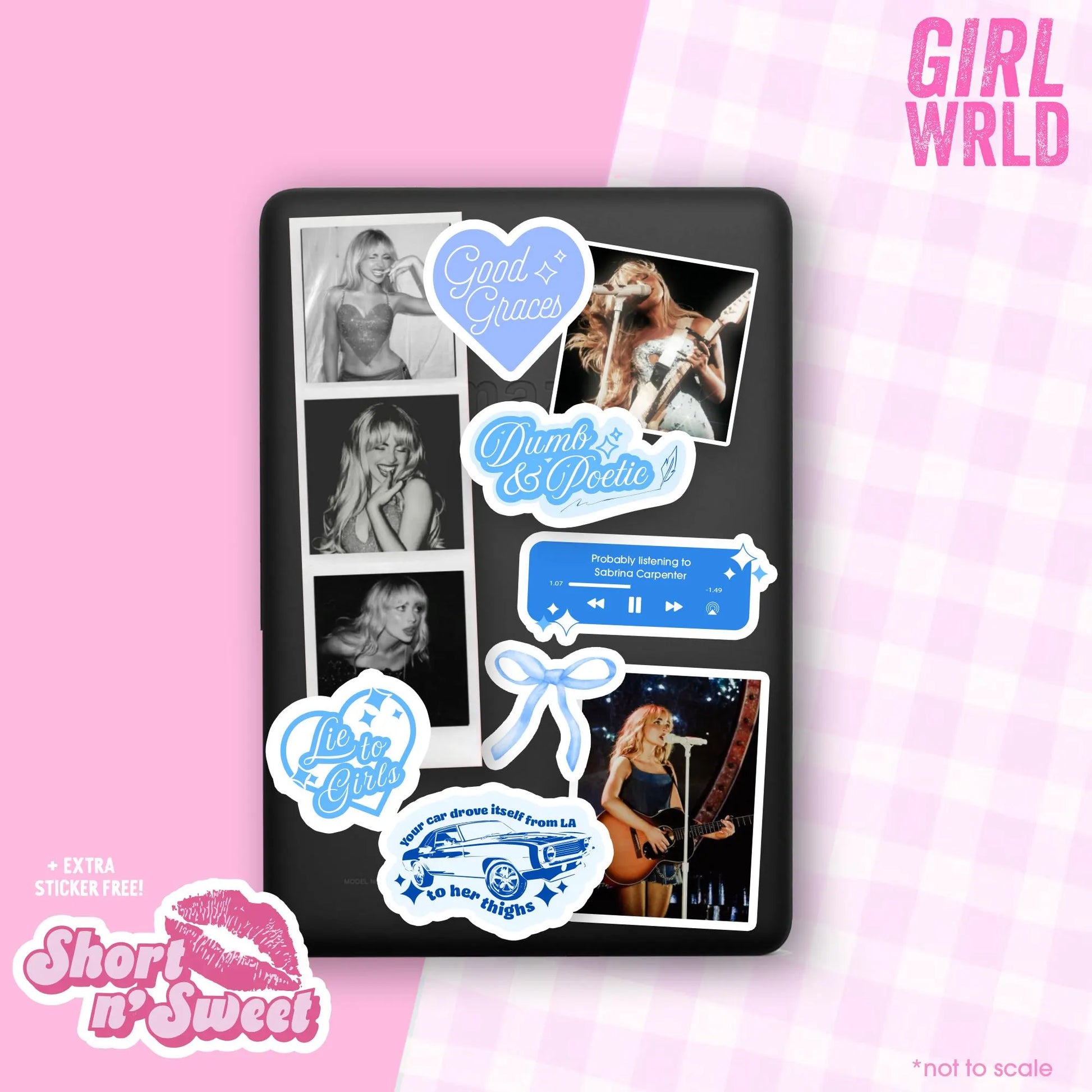 SABRINA CARPENTER Short n Sweet Sticker SET // Kindle, E-Reader sticker, Laptop Sticker,Girly decal, Waterproof, iPad stickers