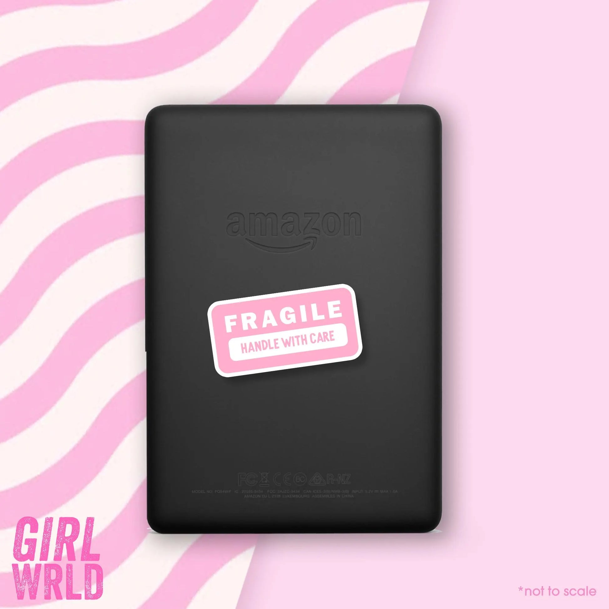 Fragile Handle With Care Funny Unique Pink Sticker, Girly Stickers, Waterproof, iPad stickers, Kindle Sticker, Accessory, Gift