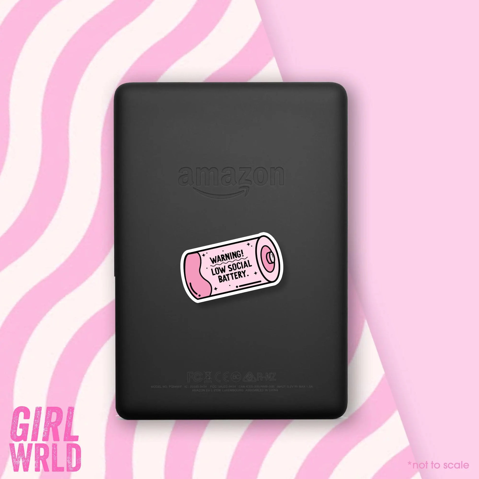 Funny Low Social Battery E-Reader Sticker, Girly decal, Waterproof, iPad stickers, Kindle Sticker, Girl Accessory, Gift