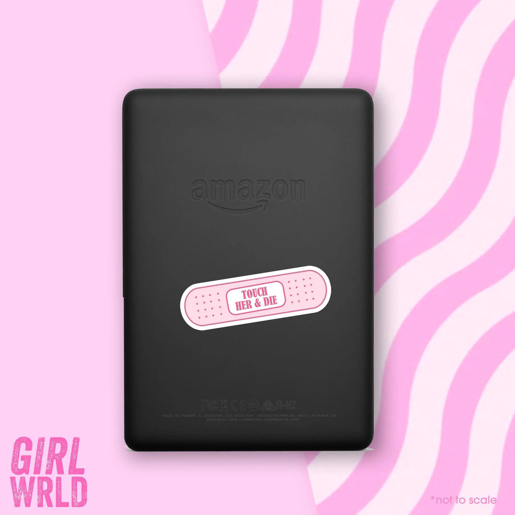 Dark Romance Sticker, Touch her and Die E-Reader Sticker, Waterproof, iPad stickers, Kindle Sticker, Girl Accessory, Gift,