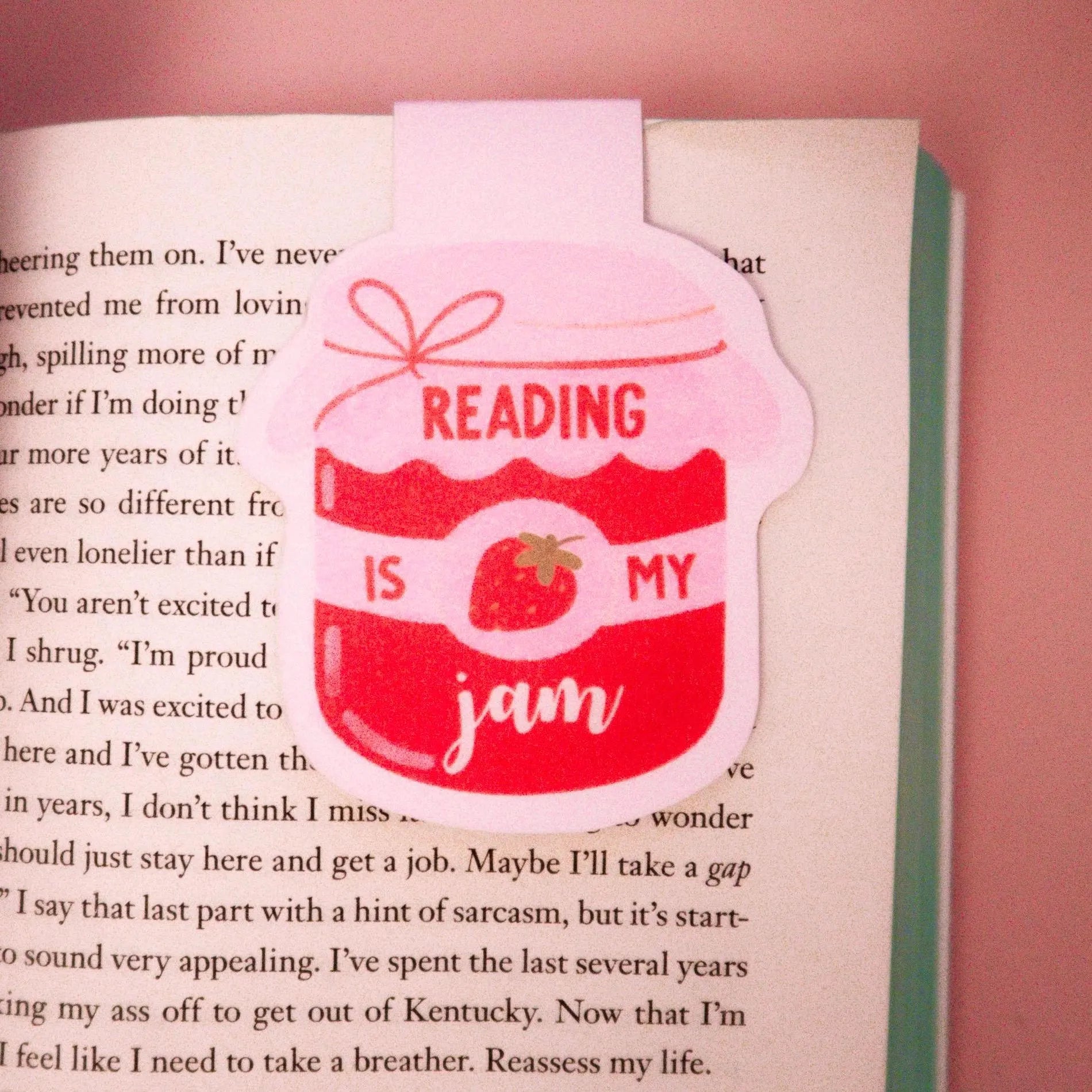 Reading Is My Jam Pink Magnetic Bookmark