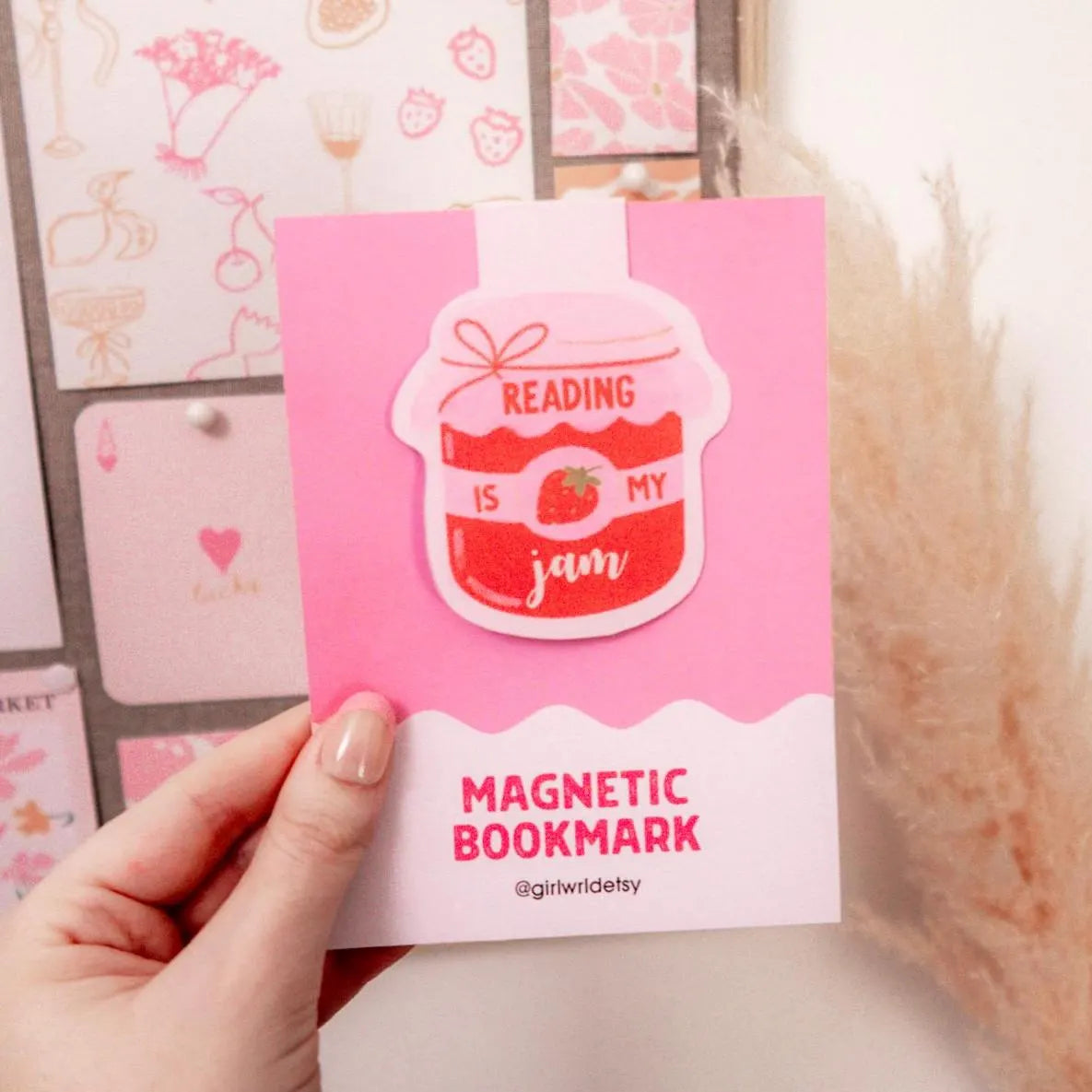 Reading Is My Jam Pink Magnetic Bookmark