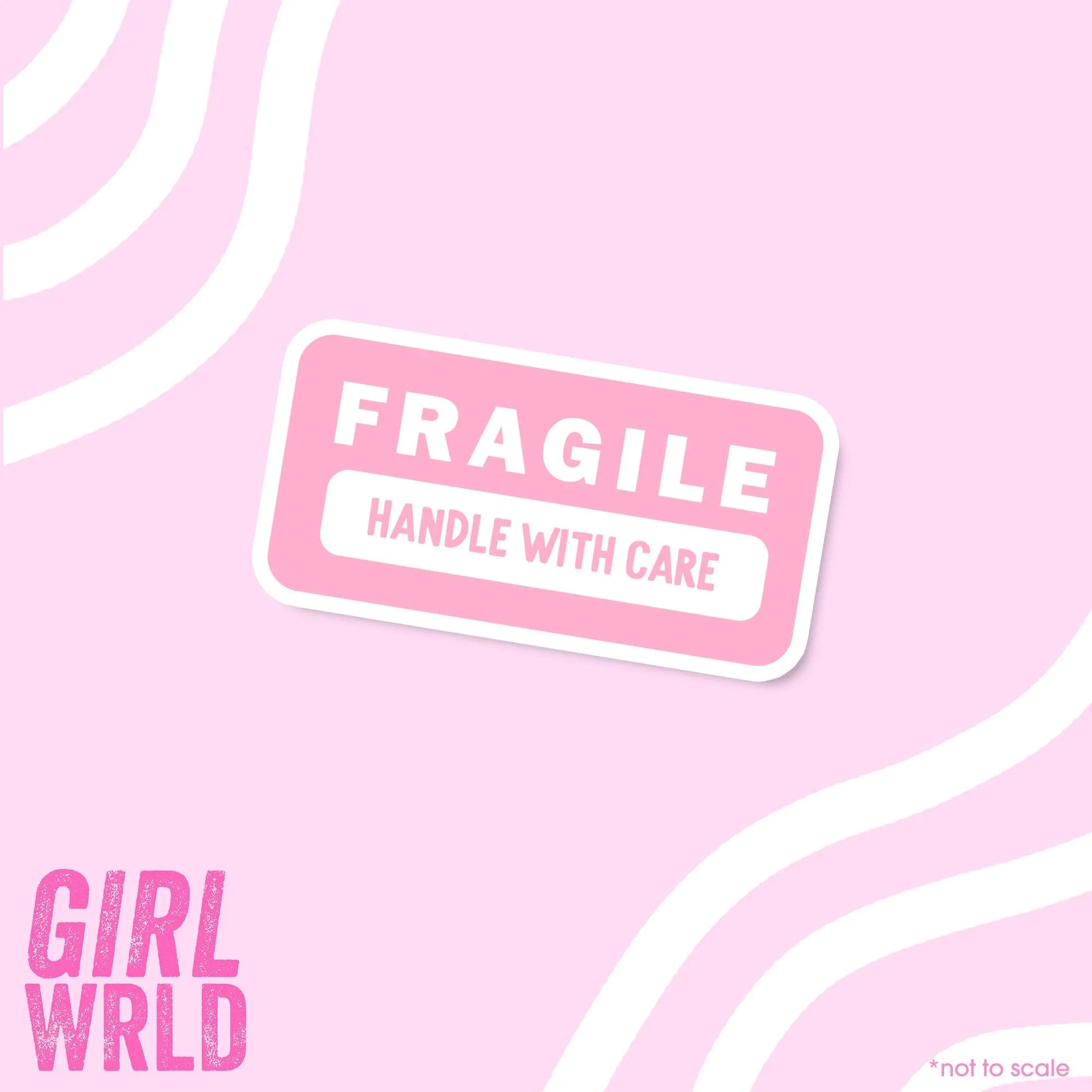 Fragile Handle With Care Funny Unique Pink Sticker, Girly Stickers, Waterproof, iPad stickers, Kindle Sticker, Accessory, Gift