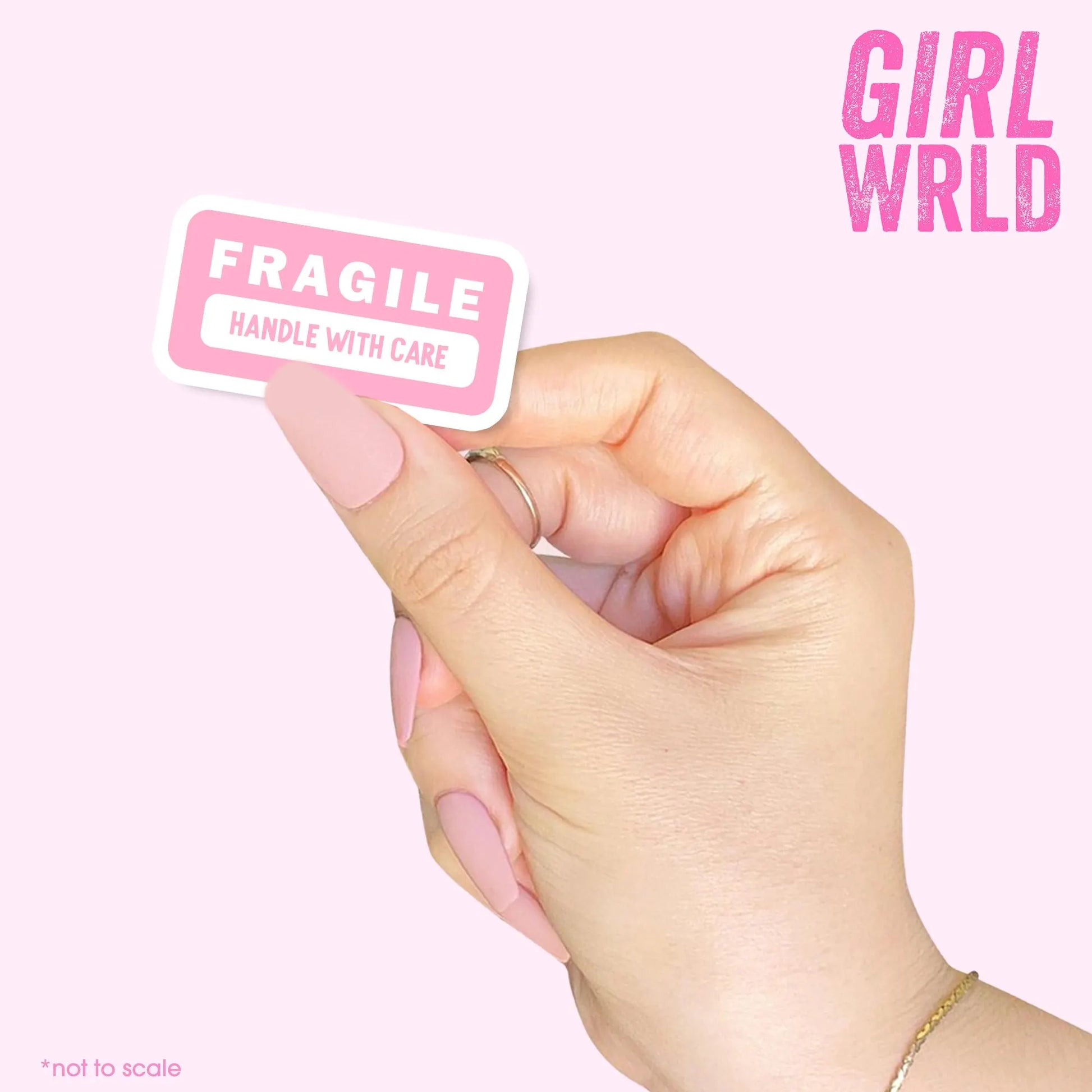 Fragile Handle With Care Funny Unique Pink Sticker, Girly Stickers, Waterproof, iPad stickers, Kindle Sticker, Accessory, Gift
