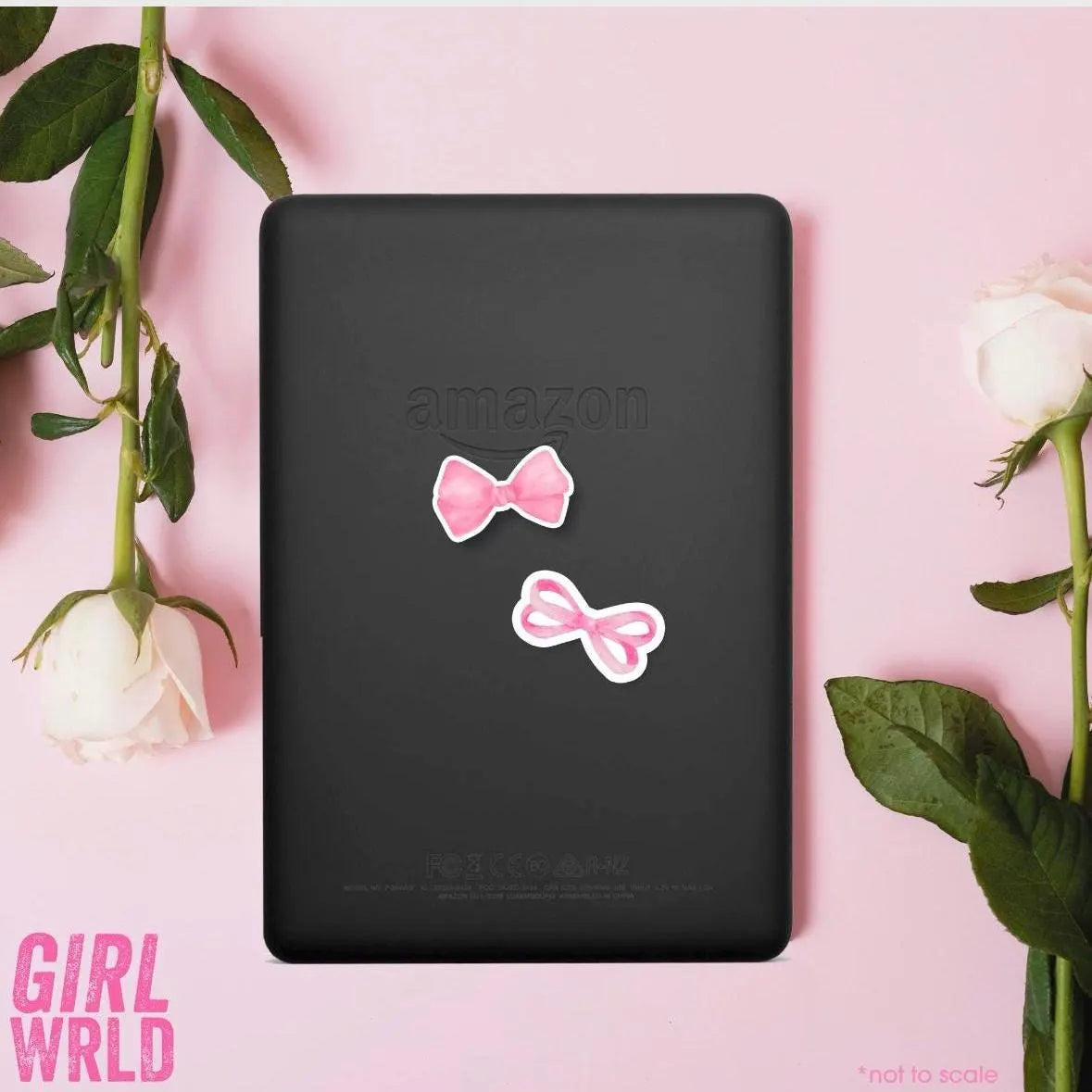 Multi bow stickers x2 // Kindle, E-Reader sticker, Laptop Sticker,Girly decal, Waterproof, iPad stickers